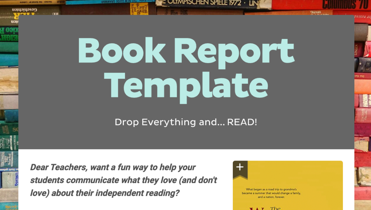 Book report newsletter template.